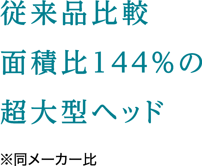 従来品比較面積比144%の超大型ヘッド※同メーカー比