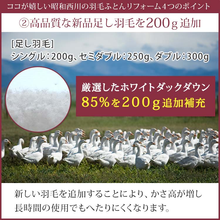 【単品】昭和西川羽毛ふとんリフォーム